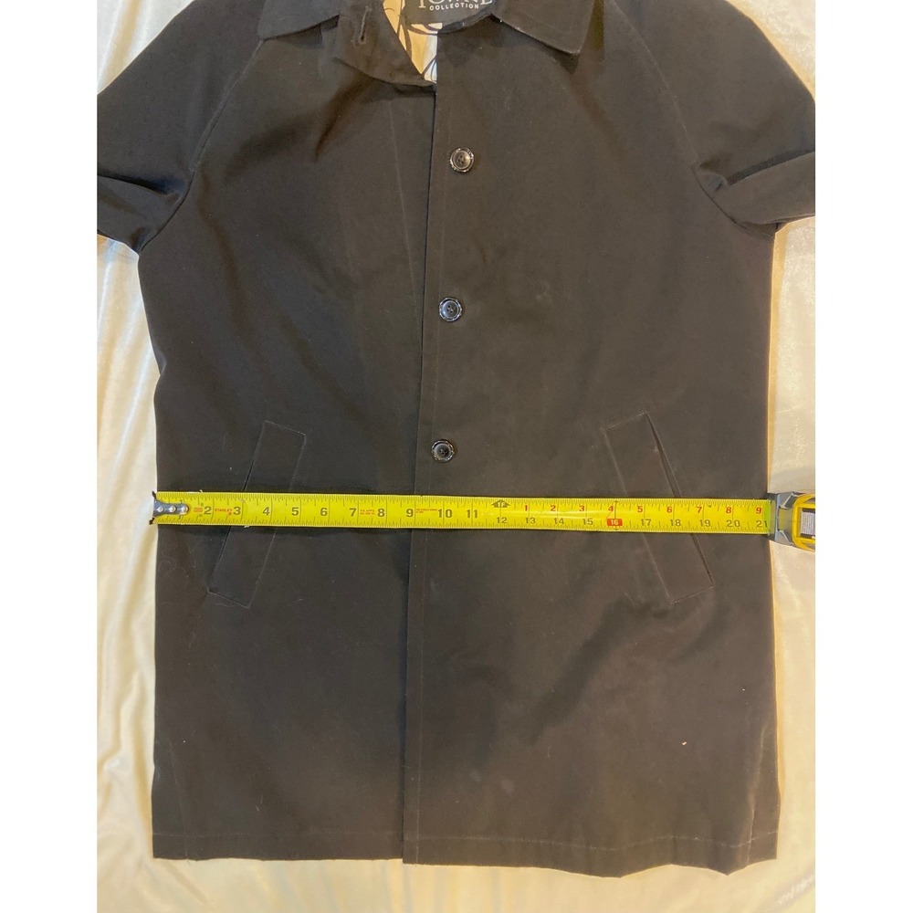 Towne Collection Black Trench Coat Mid Length Button Front Car‎ Coat Womens M - Picture 8 of 12